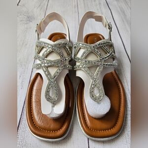 Kelly & Katie Norna White Crystal Sandals - Sz 8